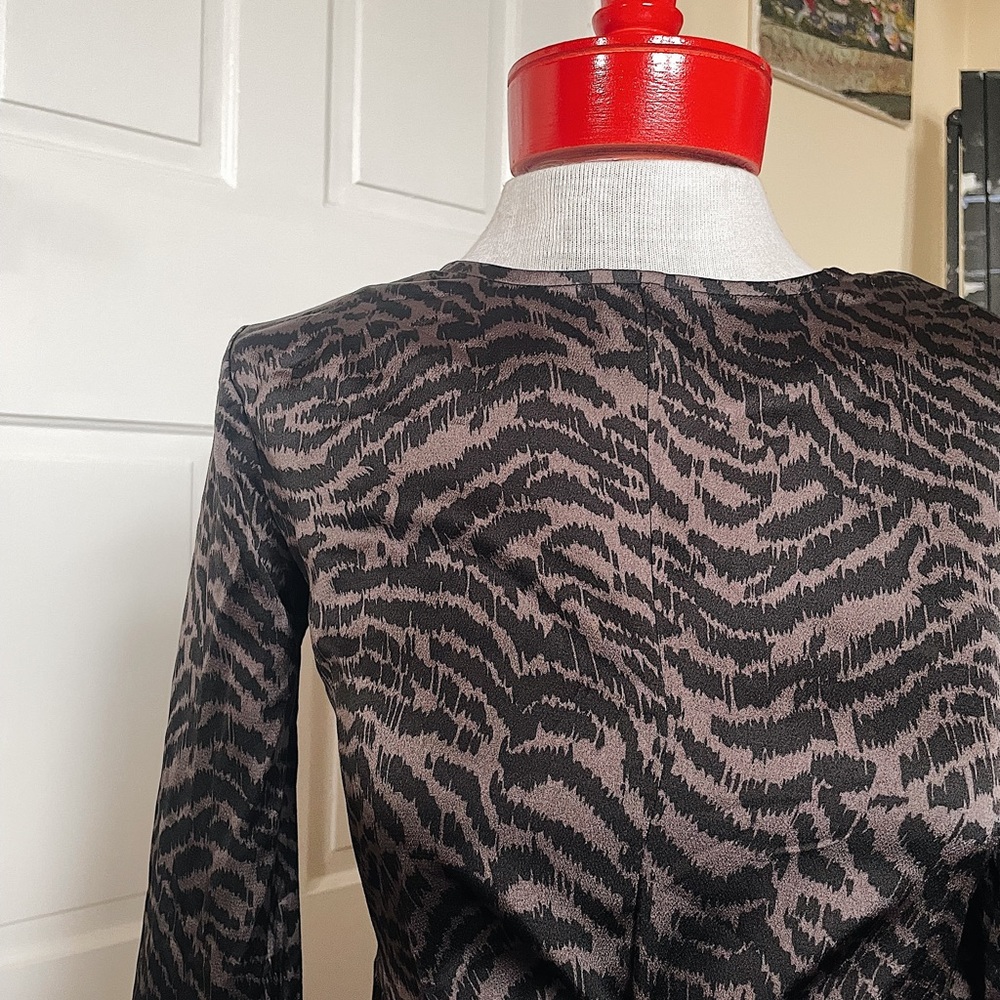 Animal print dress with shoulder pads
